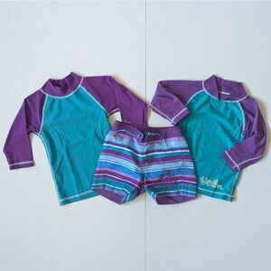 UV Skinz Rash Guard and Shorts Swim Bundle Purple Toddler 12-24